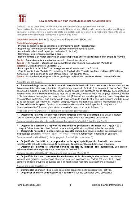 Les 10 meilleures expressions pour commenter un match de football !.